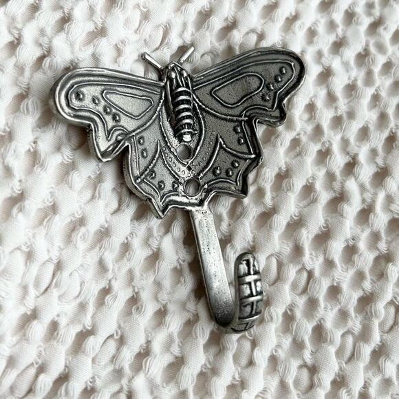 Vintage Pewter Luna Moth Butterfly Coat Wall Hook
